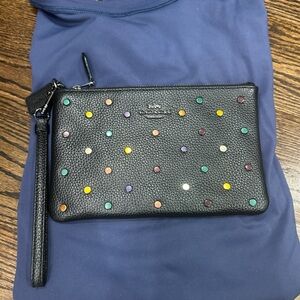 Coach Black Wristlet with Multicolor Studs
